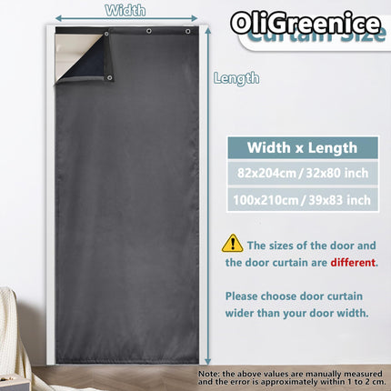 OliGreenice 82x204cm/W32xL80" Thermal Curtain Eyelet Doorway Cover Panel Windproof Warm Cold Protection Oxford Cloth Thicken Cotton Fiber Drapes for Living Room Garage Bedroom, Dark Gray X004GTBWZ9