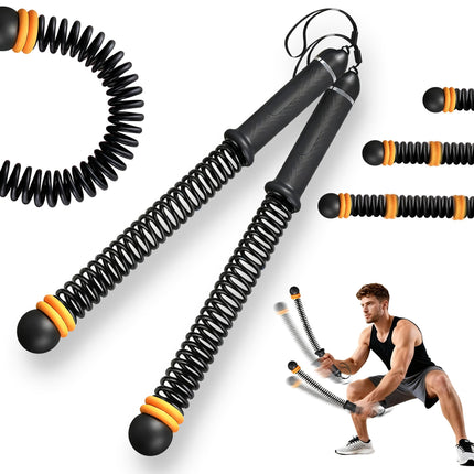 Newmkr Portable Heavy Duty Non-Slip Handle Workout Weighted Ropeless Battle Ropes for Strength, HIIT & Aerobic Training