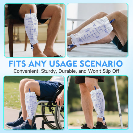 SorealGroup 6PCS Leg Bag Straps with Anti-Slip Silicone Strip & Adjustable Buckle | 45cm-75cm Elastic Fit | Standard 2.0cm Width Compatible with Catheter Leg Bags | Nylon Cotton Reusable