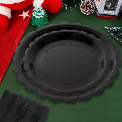 LASLU 168 PIECES Tableware Set, BLACK for Weddings, Parties, Birthdays etc etc
