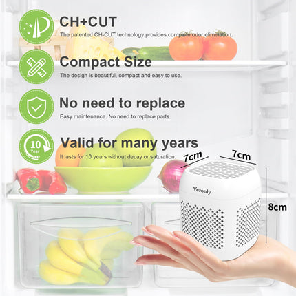 VERONLY Refrigerator Deodorizer, 10-Year Fridge Deodorizer Odor Eliminator, Fridge Smell Eliminato, Closet Deodorize, for Fridge, Freezer, Closet, RV & New Home - More Effective Than Baking Soda, White