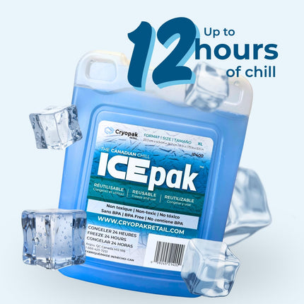 Cryopak ICEpak Hard Shell Reusable Ice Packs for Coolers and Lunch Box Use, Freezer Safe Gel Design, Professional Grade Cooling, Non-Toxic and BPA Free, Essential Travel Accessories, XL