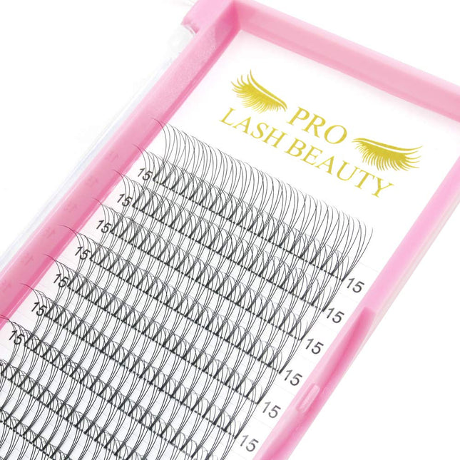 PRO LASH BEAUTY Pre Made Fan Eyelash Extensions 3D-C-0.07-14mm Short Stem Eyelash Extension Pre Fanned Russian Volume Lashes 0.07 0.10 Lash Extensions (3D-C-0.07-14)
