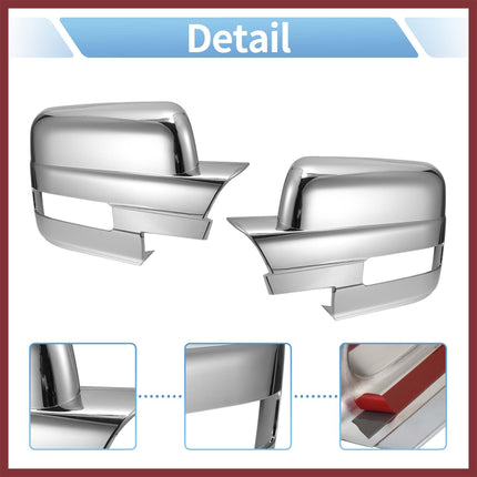 HEROFFIX for Ford F150 2009-2014 Driver Passenger Side Mirror Covers Cap Overlay Rearview Mirror Guard Covers Silver Tone 1 Pair