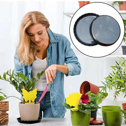 OFiSEXPT 15 Pcs Plant Saucer Set, 6, 8, 10 Inch Plastic Pot Trays, Flower Planter Saucers, Drip Trays for Indoor/Outdoor, Sturdy Plant Plate Water Catcher, BLACK