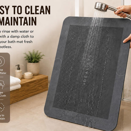 IDEALISTS Ultra Absorbent Non-Slip Quick Dry Washable Bathroom/Kitchen Mat, Dark Grey Multi