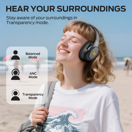 Monster Persona 5th ANC Hybrid Active Noise Cancelling Headphones, Wireless Over-Ear Headphones with Deep Bass Sound, Bluetooth 6.0, 70H Playtime, Foldable Comfort Headphone for Travel/Work/Home-Black