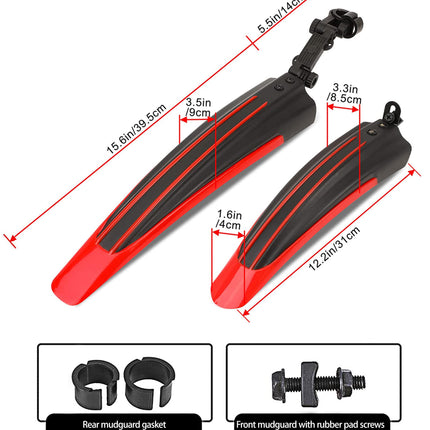 Bike Fenders Front and Rear Adjustable Easy to Install Fit for 20"/22"/24"/26"/700cc MTB BMX Mountain Road Bicycle OVTSPO
