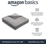 Amazon Basics Kids Cotton Weighted Blanket and Micromink Cover - 7-Pound, 41" x 60", Gray/Gray