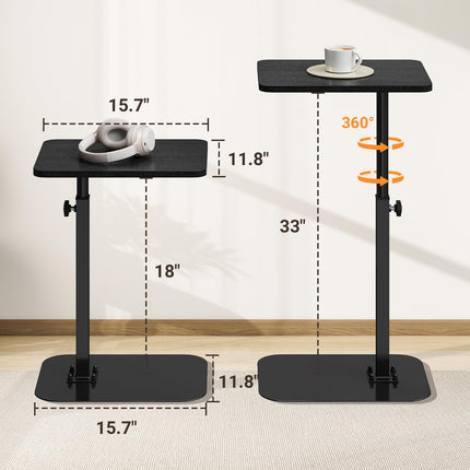 ELYKEN Adjustable Height TV Tray Table for Couch, 360° Swivel Side Table