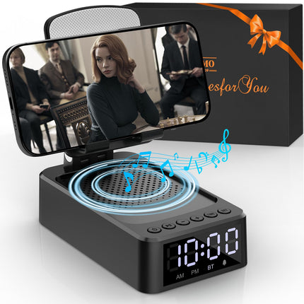 INOMO Men Cell Phone Stand with Wireless Bluetooth Speaker, BLACK