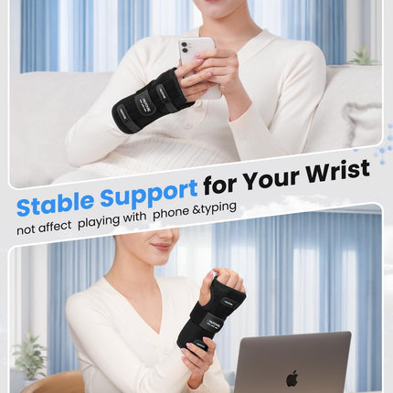ONLYCARE Carpal Tunnel Wrist Brace Fit Right Hand, Adjustable Wrist Wraps Night Support, Metal Splint Stabilizer Relief Pain for Women Men, Hand Brace for Sprain, Arthritis, Tendonitis (Medium)