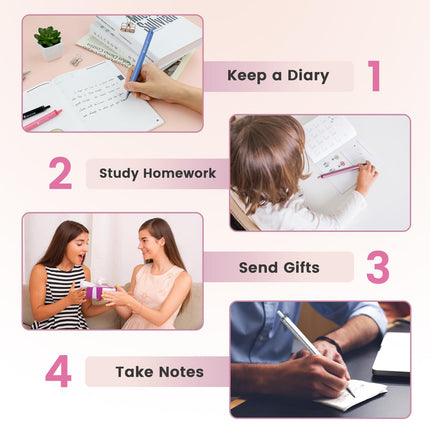 GELETTER 5-PACK 0.5mm Retractable Gel Pens Set, Fine Point Black Ink, Quick-Dry Smooth Writing for Journaling, Office & School Supplies, Built-in Clip, Free Sticky Notes Included | Ruler Scale Barrel