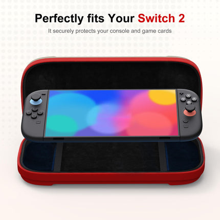 STARTRC GAMES Hard Carrying Case for Nintendo Switch 2, Travel Case Shell Pouch with 12 Games Cartridges, Protective Case for Switch 2 Console & Games Accessories White & Red