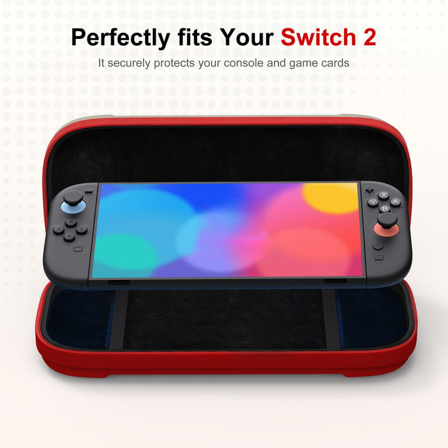 STARTRC GAMES Hard Carrying Case for Nintendo Switch 2, Travel Case Shell Pouch with 12 Games Cartridges, Protective Case for Switch 2 Console & Games Accessories White & Red
