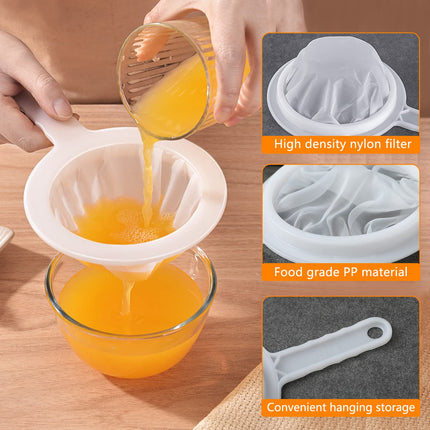 MIATTCLD Kitchen Ultra-Fine Nylon 4.5Inch Mesh Strainer with Handle For Soy Milk, Coffee, Milk, Yogurt, Juice,Tea Leaf Filter, Honey, Wine