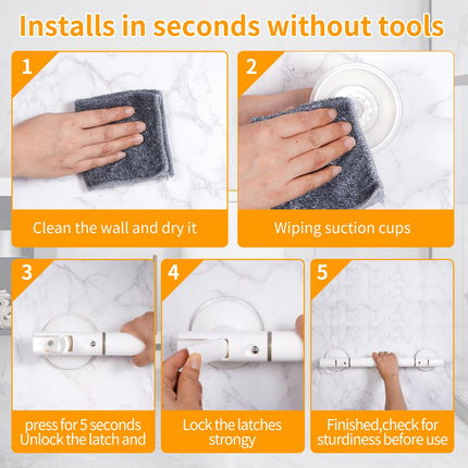 Islafeliz 2-PACK Bathroom No Drilling Waterproof Shower Safety Handle with Suction Cups Assist 18" Grab Bars