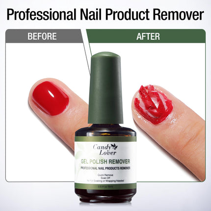 Candy Lover Gel Nail Polish Remover Kit - Gel Polish Remover and Latex Tape Peel Off Liquid with Cuticle Pusher&Nail File, Gel Remover for Nails in 3-5 Minutes, Nail Art Liquid Latex Barrier Protector