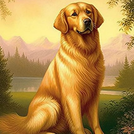 Reofrey 5D Diamond Grass Dog Golden Retriever Paint Kit with Diamonds Art Rhinestone Embroidery Cross Stitch Craft Decor (30x40 cm/ 12x16 inch）