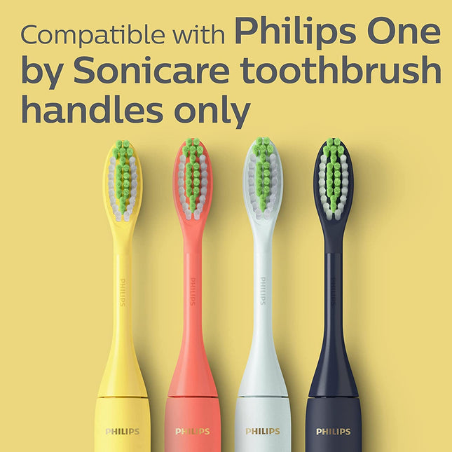 Philips One by Sonicare Electric Toothbrush Heads, Motorized Sonicare Toothbrush Heads, Brush Head Pack (2 Heads), Mango, BH1022/02