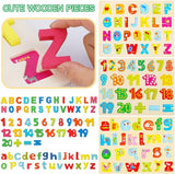 Wooden Peg Puzzles for Toddlers Uppercase and Lowercase Alphabet Number Board Set Gift for Educational Learning Jigsaw Puzzle Board Preschool Toys T22