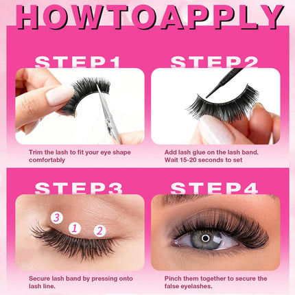 Path to Love 10 Pairs false eyelashes,Mix 10 Style natural volume lashes strips Dramatic Cat Eye Faux Mink Fake Lash Thin Band Extensions Waterproof Easy Eyelashes for Beginners