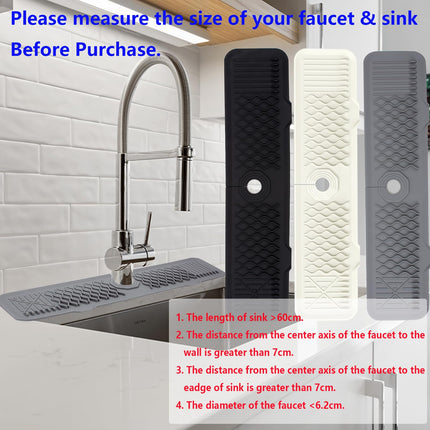 MOODKEY Kitchen Sink 24 Inch Splash Guard Silicone Drains Water Faucet Mat Handle Water Drip Catcher Tray