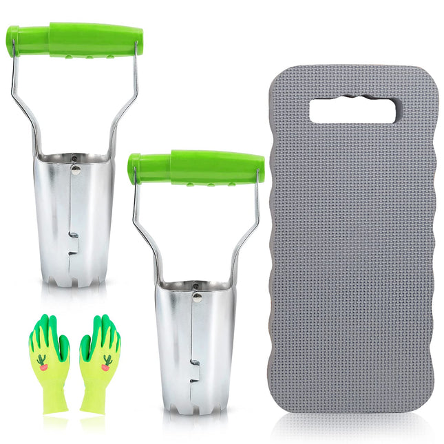 Colwelt Bulb Planter Set 4Pcs, Includes 2 Bulb Planters with Depth Markers and Automatic Soil Release, 1 Kneeling Pad, 1 Garden Gloves, Great Bulb Transplanter for Planting Tulips, Daffodils, Dahlias