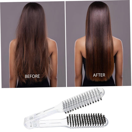 Hair Straightener Comb V Shaped Abs Clamp Brush for Women, CLEAR
