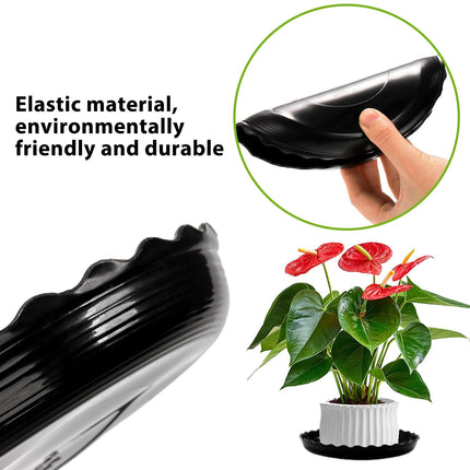 OFiSEXPT 15 Pcs Plant Saucer Set, 6, 8, 10 Inch Plastic Pot Trays, Flower Planter Saucers, Drip Trays for Indoor/Outdoor, Sturdy Plant Plate Water Catcher, BLACK