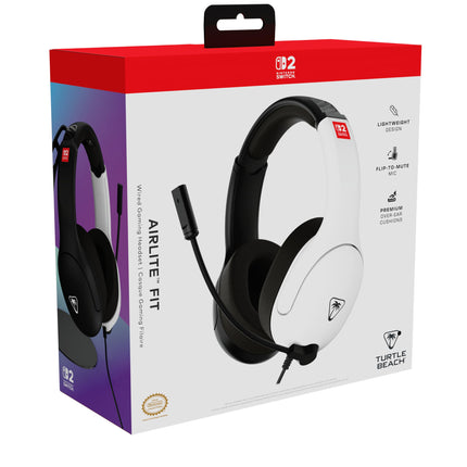 Turtle Beach Airlite Fit Black and White Wired Gaming Headset Officially Licensed for Nintendo Switch, 2 and OLED – Flip-to-Mute Mic, Over-Ear Premium Comfort