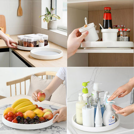 P PRETIRENO 1PC Lazy Susan Turntable Organizer  10.5" Rotating Spice Rack Trays,, WHITE