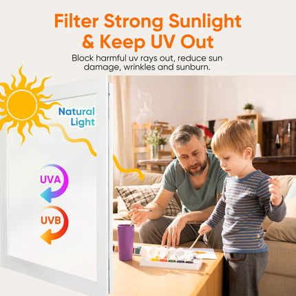 Funfox Window Film for Privacy, Frosted Glass Sticker Non-Adhesive Opaque Vinyl Window Film Covering Sun Blocking Static Cling Anti-UV for Bathroom Office Living Room Matte White 35.4 x 157 inch