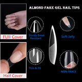 MAGIC ARMOR False Nail tip 120PCS (Almond Nail tips-120) Almond Press on Nails Medium French Design Clear Full Cover Artificial with Nail Glue for Home DIY Nail Salon Nail Extension,10 Sizes