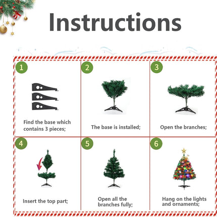 LINGHOME 60cm Tabletop Mini Christmas Tree Set, Hanging Ornaments Xmas Tree