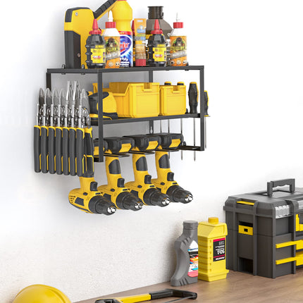 SPACECARE Heavy Duty 3 Layers Wall Mounted Storage Rack With 4 Holders for Cordless Drills Power Tool Organizer