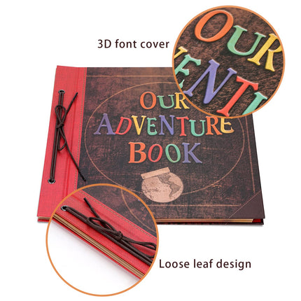 Large Our Adventure Book 60 Pages 12x12" Scrapbook Retro Embossed Hardcover Travel Photo Album