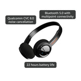 Creative Sound Blaster JAM V2 On-Ear Lightweight Bluetooth 5.0 Wireless Headphones with USB-C, aptX Low Latency, aptX HD, Multipoint Connectivity, Voice Detection and Noise Reduction, 22 Hours Battery Life
