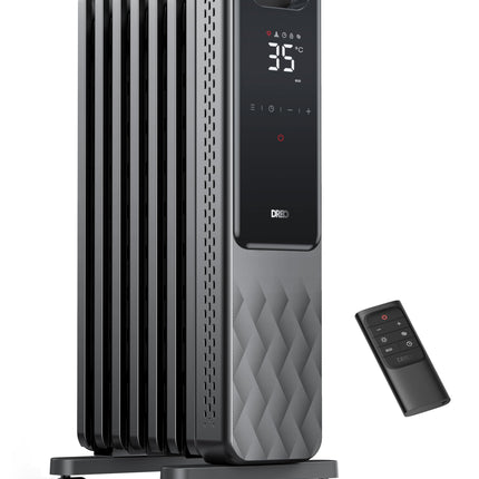 DREO Oil Filled Radiator, Electric Radiant Heaters for indoor use Large Room with Remote Control, Child Lock, 4 Modes, Overheat & Tip-Over Protection, 24h Timer, Digital Thermostat, Quiet, 1500W