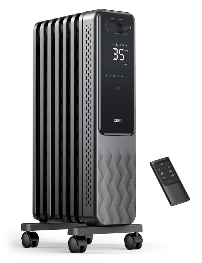 DREO Oil Filled Radiator, Electric Radiant Heaters for indoor use Large Room with Remote Control, Child Lock, 4 Modes, Overheat & Tip-Over Protection, 24h Timer, Digital Thermostat, Quiet, 1500W