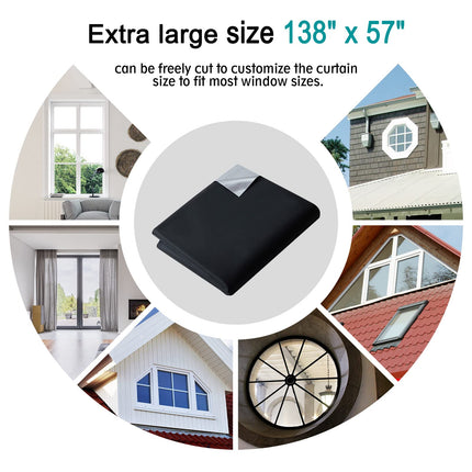 ECUCM 138" x 57" Blackout Curtains Window Covering Portable Blackout Shades, 100% Room Darkening Black Out Blinds for Baby Nursery Kids Bedroom Travel Temporary