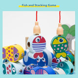 5 in 1Wooden Activity Cube, Montessori Magnetic Fishing Game Toy for Toddlers,Stacking Fine Motor Skills Toys for Kids Preschool Learning Toys T125