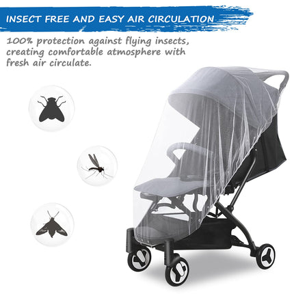 Baby Mosquito Net for Stroller, Sturdy Bug Net for Stroller, Bassinets, Cradles, Playards, Pack N Plays and Portable Mini Crib, Portable & Reliable Baby Insect Netting, White