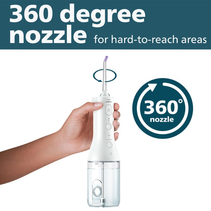 Philips Sonicare Power Flosser 3000 Cordless, Oral Irrigator Quad Stream technology and whisper quiet, White, HX3826/21