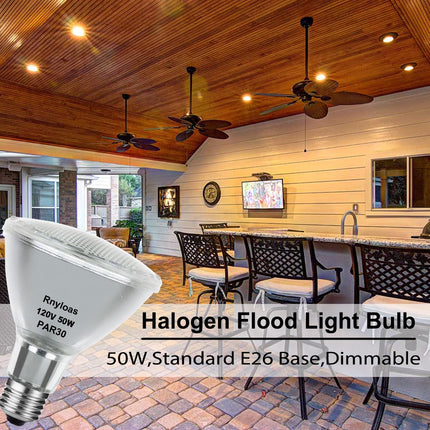 Rnyloas PAR30 Long Neck Halogen Bulb 50W 120V Warm White 2800K E26 Base