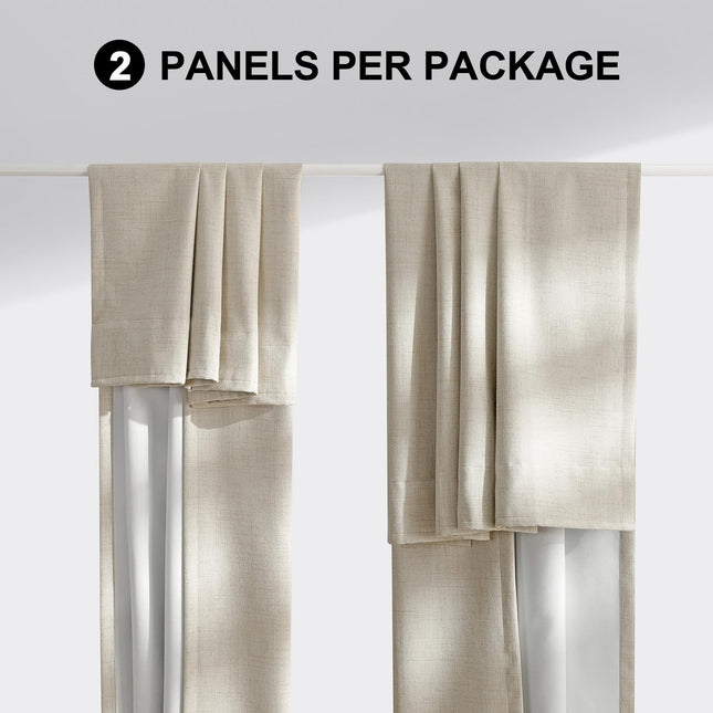 LumiLoom 100% Blackout Curtains 120 Inch Length 2 Panel Set, Heavy Duty Flax Linen Curtains for Living Room, Thermal Insulated Drapes for Bedroom, W52" x L120", Ivory