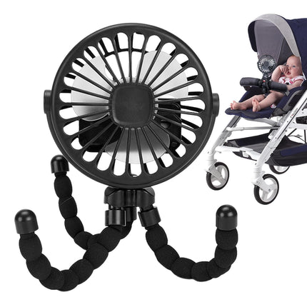 Mini Handheld Stroller Fan 360° Rotate, Octopus Tripod, Clamp-On Cooling