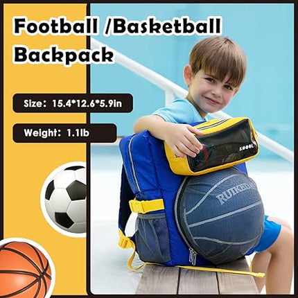 Basketball Backpack With Ball Compartment,Toddler Backpack For Boys,Kids Backpack For School 5-12 years,Waterproof Sports Bag For Soccer Volleyball Football T131