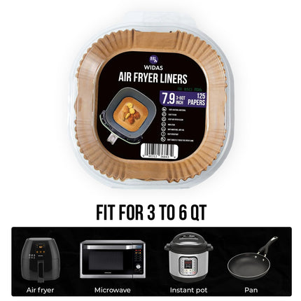 Widas Air Fryer Liners,Disposable Square Food Grade Paper Liners, 7.9 Inch for 3-6QT Air Fryers – Non-Stick, Oil-Resistant, Food-Grade Parchment Baking Paper for Roasting & Microwave Use