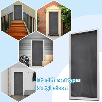 OliGreenice 82x204cm/W32xL80" Thermal Insulated Door Curtain Eyelet Doorway Cover Panel Windproof Warm Cold Protection Oxford Cloth Thicken Cotton Fiber Drapes for Living Room Garage Bedroom Dark Gray X004CLAJXH